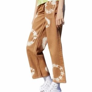 PacSun Tan Spiral Tie Dye Boho Beach Festival High Rise Straight Leg Mom Jean 26